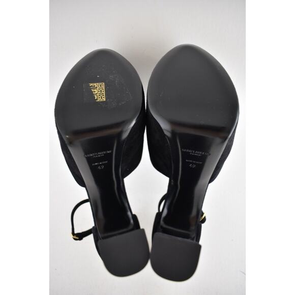 Saint Laurent Jodie Black Suede Platform Ankle Strap Sandal Block Heel Pump 42 - Picture 12 of 12